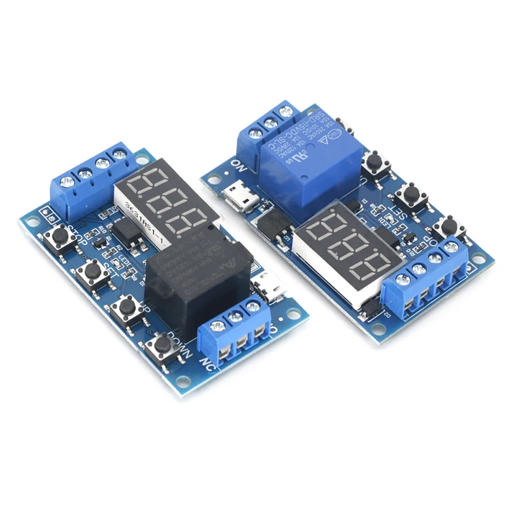 6-30V Relay Module Switch Trigger Time Delay Relay Circuit Timer Cycle Adjustable Trigger OFF/ON Switch Support Micro USB 5V