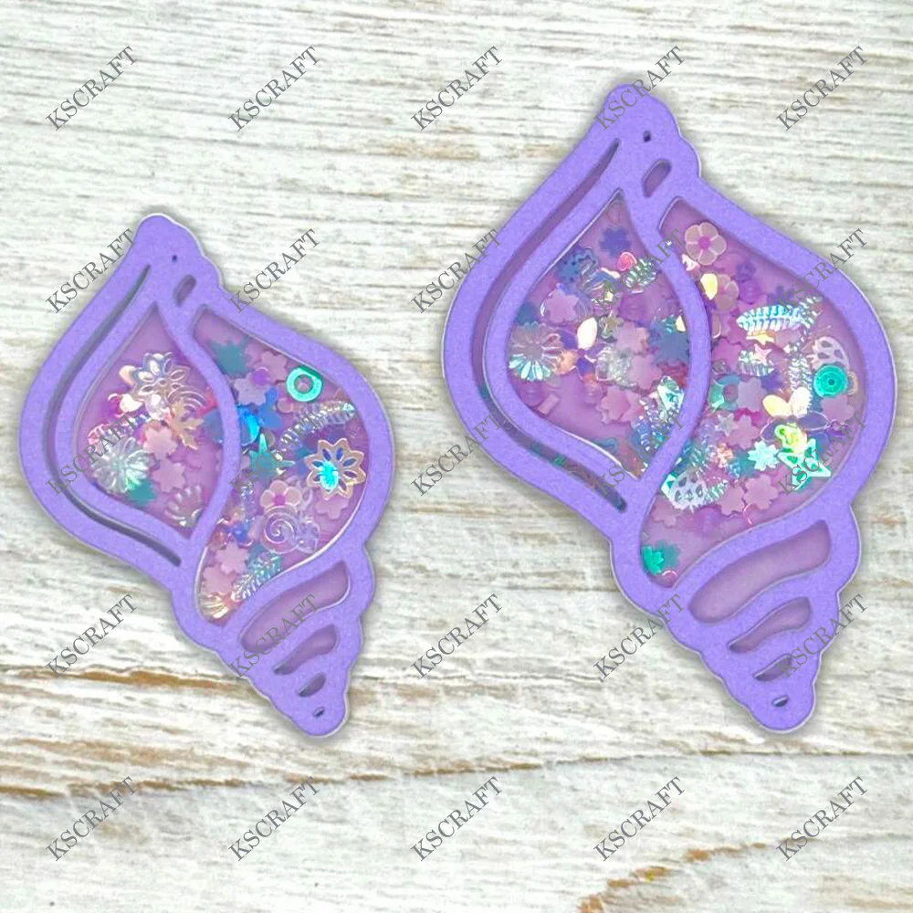 KSCRAFT 바다 달팽이 셰이커 DIY Scrapbooking 장식 엠보싱 D..