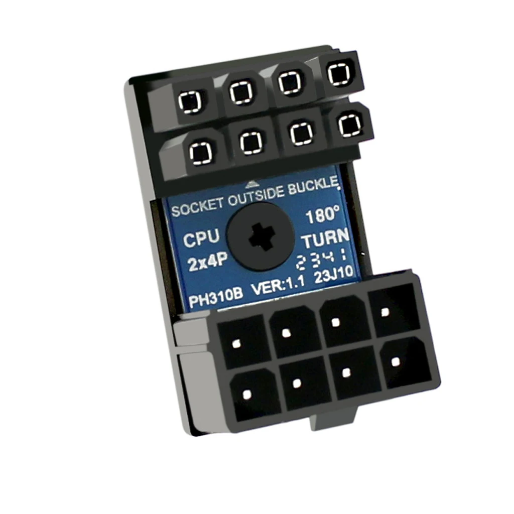 Adaptador de Energia para Cpu Extensão 8pin Feminino 180 Graus em Ângulo para 8p Masculino Cpu Steering Connector Board