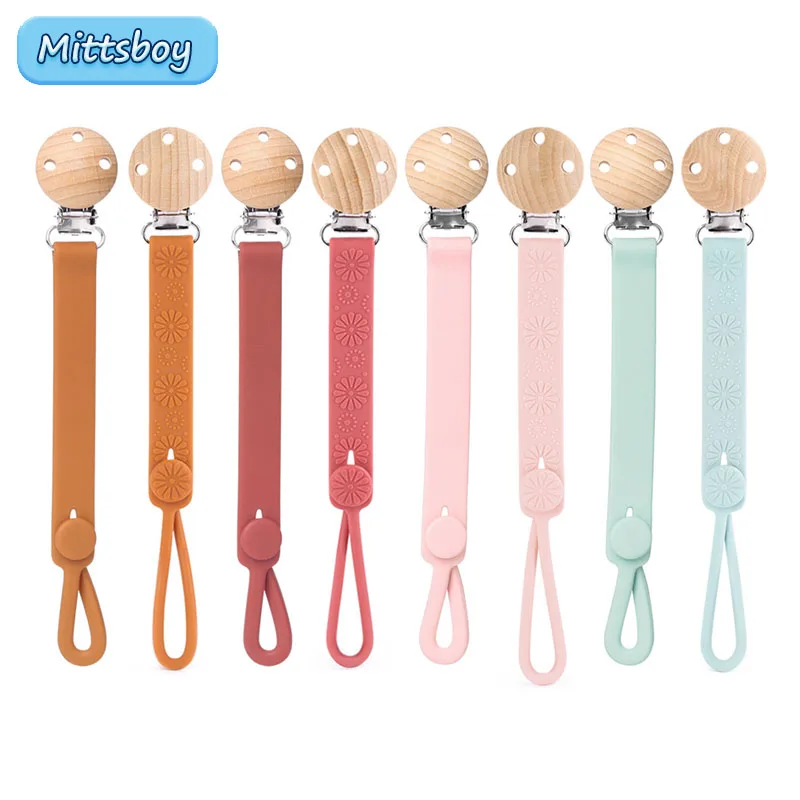 New Baby Silicone Teething Dummy Pacifier Clip Bead Infant Soother Nipple Chain 