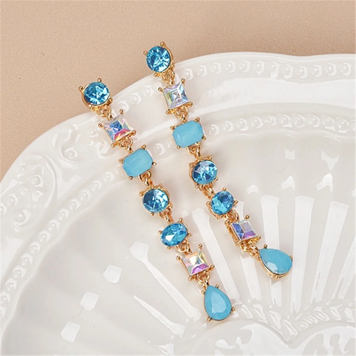 Dangle Earrings Drop Earrings Crystal Tassel Earrings Crystal Earrings Geometric Earrings Korean Fashion Pink Crystal Square Tassel Drop Earrings For Women Girls Jewelry Gifts