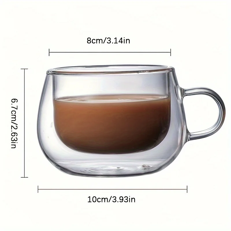 Glass mug espresso cup coffee cup coffee mug Double Wall Glass Coffee Mugs Handle 4.5oz Insulated for Hot and Cold Beverages Latte Cappuccino