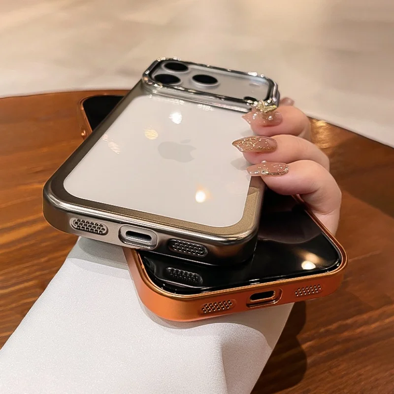 Elegant Clear Phone Case with Flip Lens Stand and Shockproof Bumper Protection