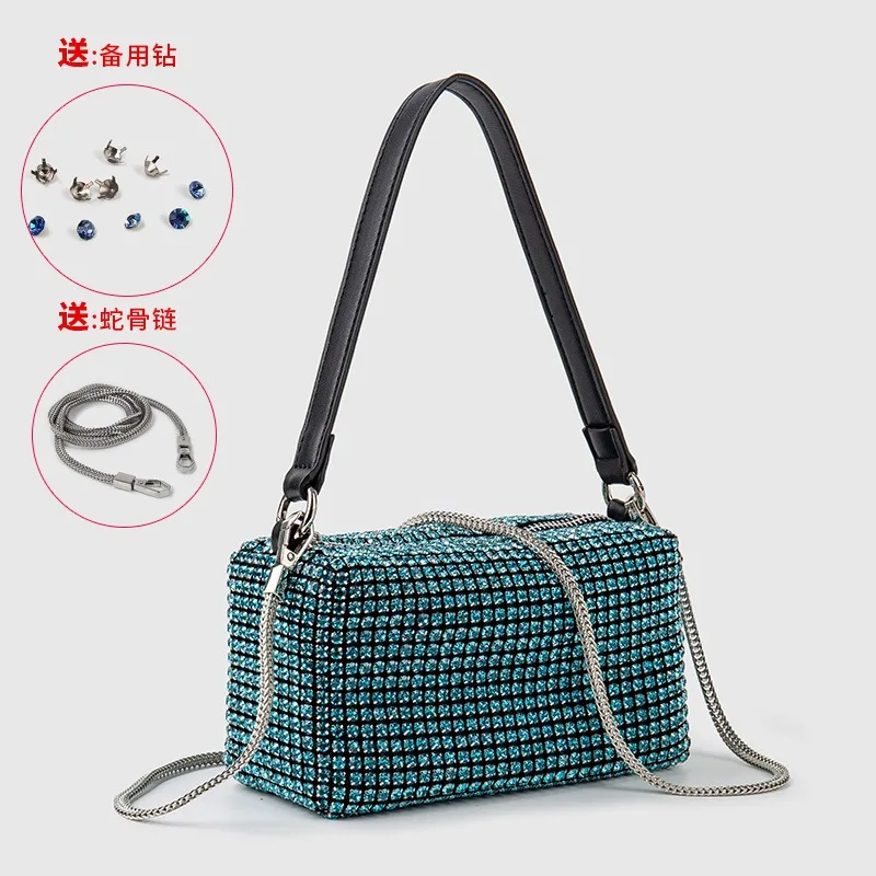 Bolso de mano de noche con diamantes brillantes para mujer, bolso de hombro tipo bandolera de diseñador de lujo para fiesta de graduación, bolso de noche de tendencia de moda 2024