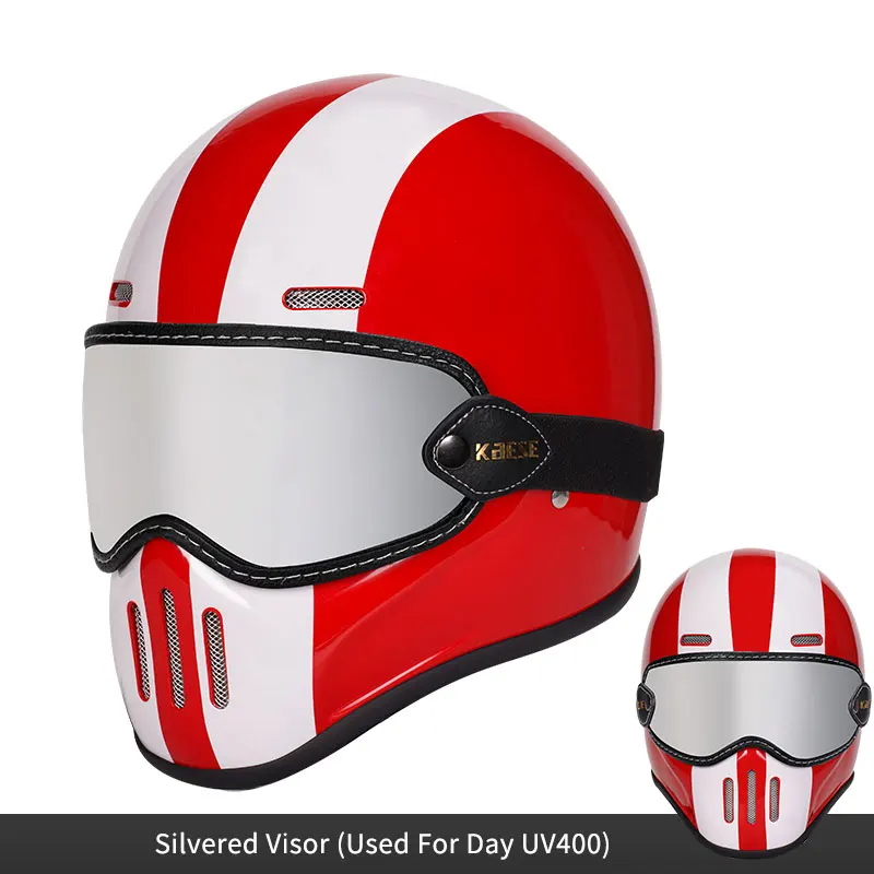 

Lightweight Vintage Motorcycle Full Face tt&co Thompson Casco Helmets Red White Open Fiber Helmets Dot Approved Casque De Moto