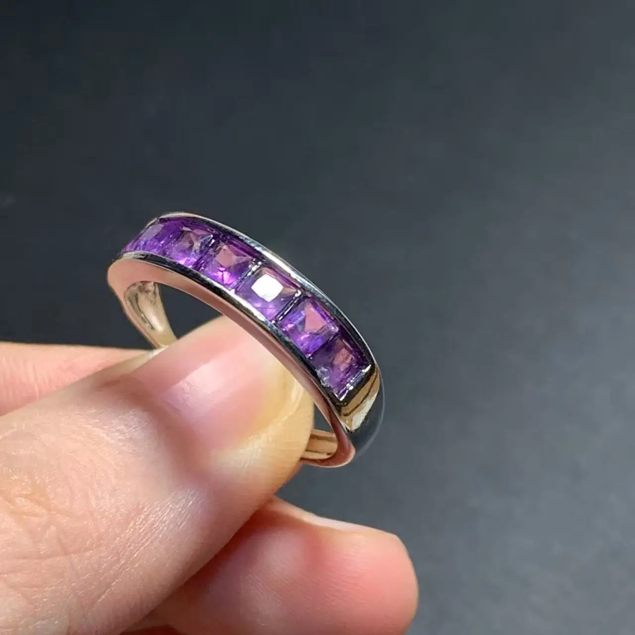 Natural Amethyst Ring Stone Female Handmade Rings Jewelry for Women Gift Purple Flower