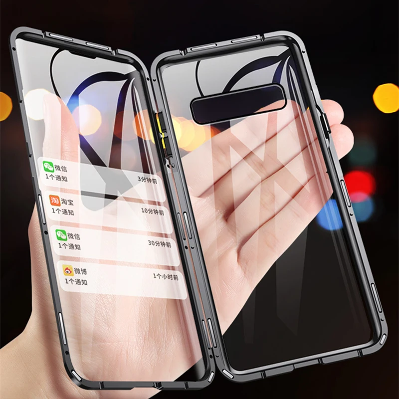 

Metal Magnetic All-inclusive Case For Samsung Galaxy S8 S9 S10 Plus Double Sided Glass Cover For Galaxy S10e S10 Lite S10 5G