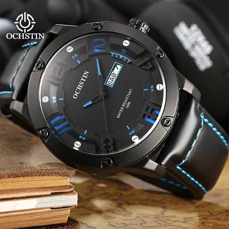 

ochstin hot 2024 pilot series simple personalized dual calendar quartz movement watch men's quartz watches