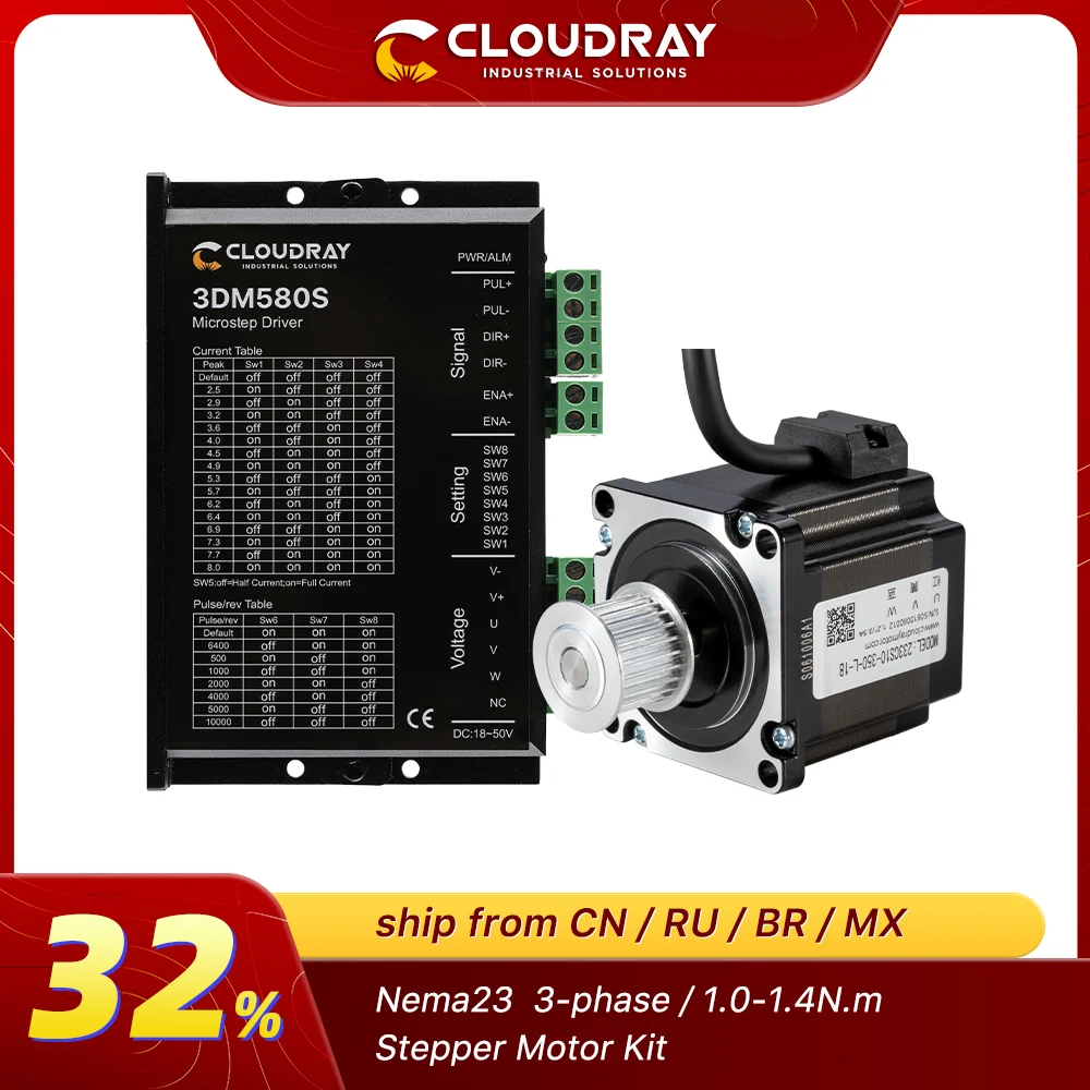 Nema 23 Stepper Motor Driver Kit 3 Phase Stepper Motor 1.0N.m/2.0N.m with GEAR For CNC Router Engraving milling machine stepper motor