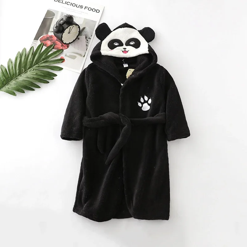 Long Sleeve Hooded Children's Bathrobe Cartoon Tiger Kids Robe Lovely Animal Boys Bath Robe Spring Autumn Girls Bathrobe