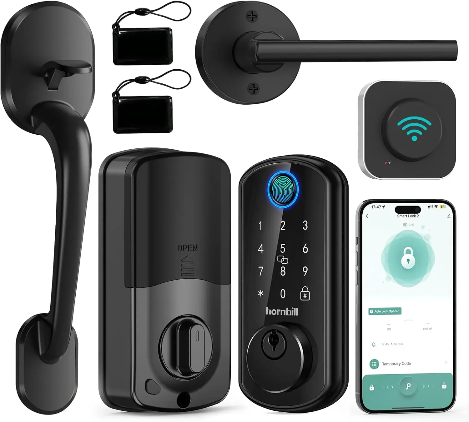 Entry Fingerprint Deadbolt with Handle Set Electronic Digital Keypad Door Locks APP