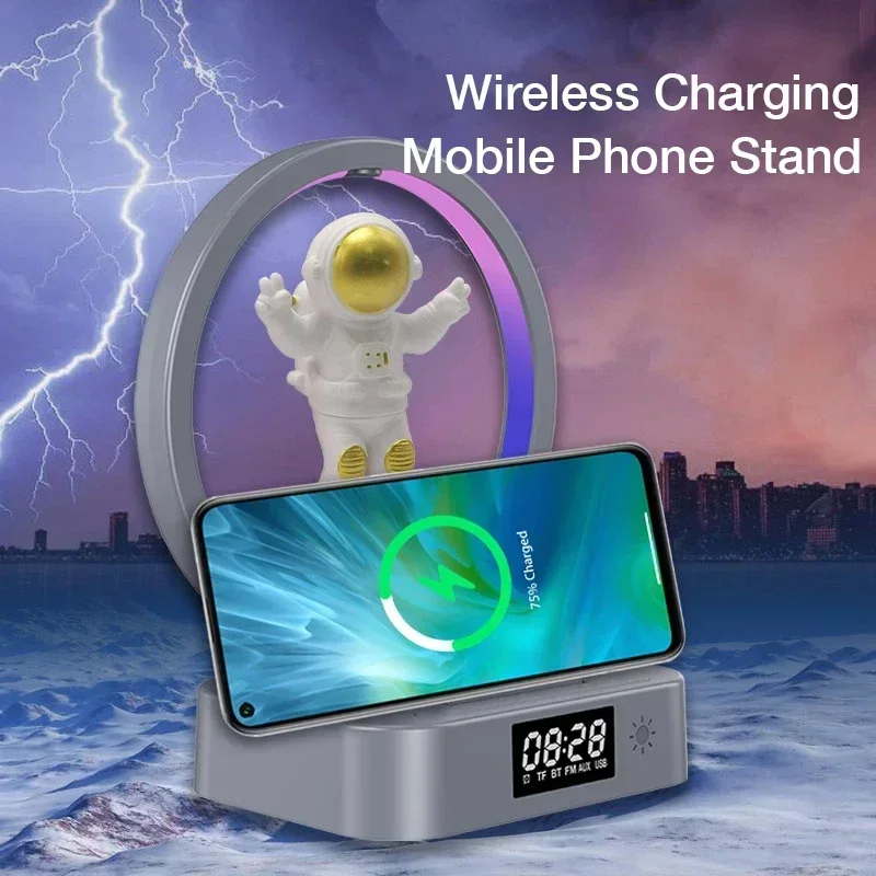 ZIHOTLE Magnetic Levitating Bluetooth Speaker Floating Astronaut Speakers Sound Box with LED Light Show Wireless Charger