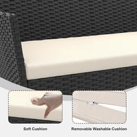 4-Piece Pe Rattan Patio Set, 3 Armchairs With Glass Top Table & Cushions, Outdoor Wicker Furniture For Garden & Balcony 6