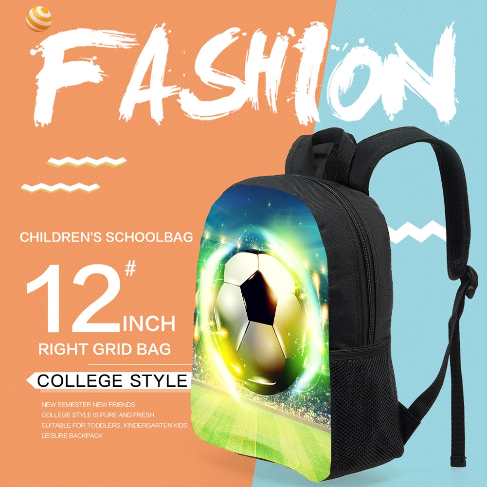 Preschool football pattern backpack, school classic children's backpack 3
