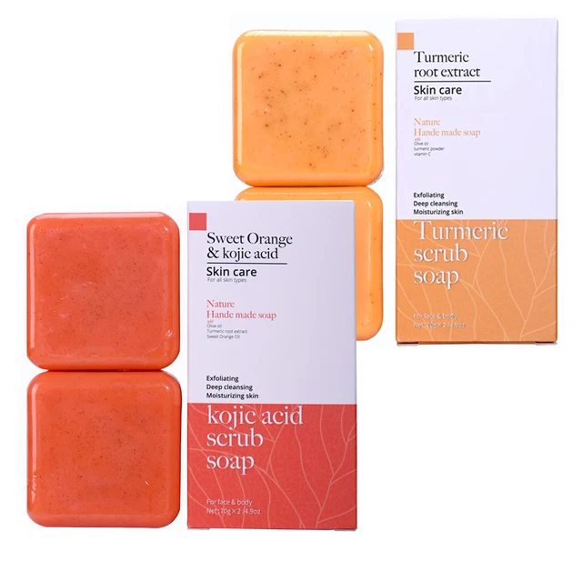 Kojic Acid & Sweet Orange Scrub Soap Glutathione & Coconut Milk Scrub Soap Cedar Scrub Soap 70g/140g Brightening Turmeric