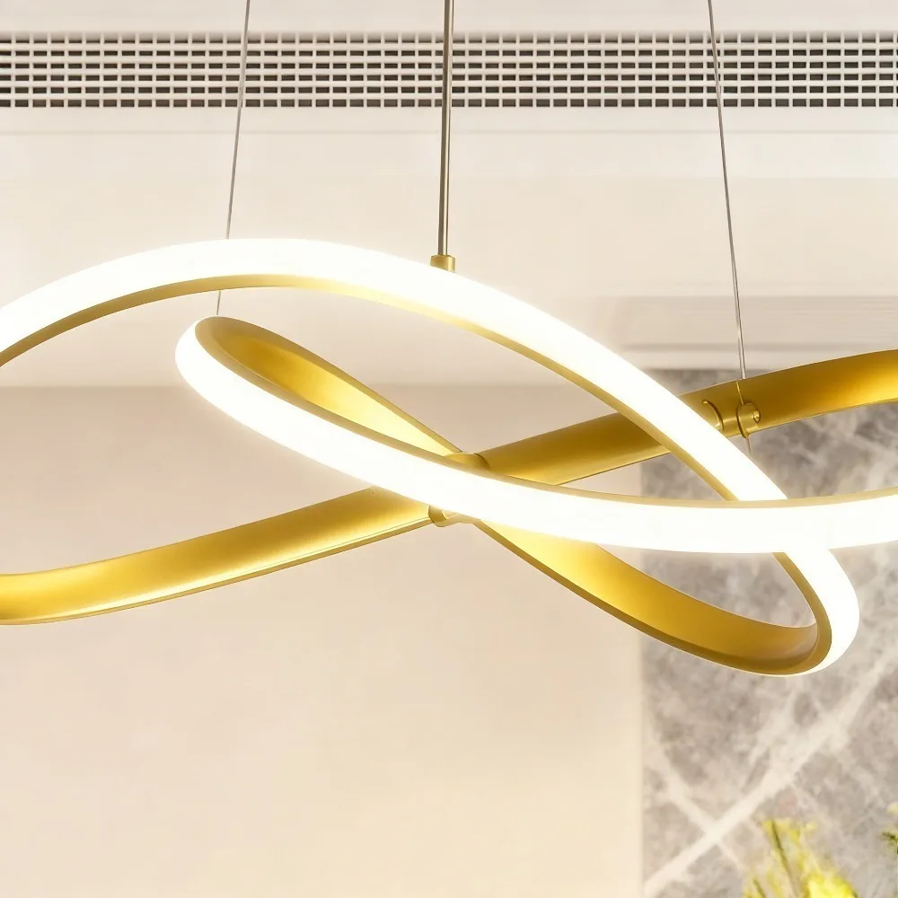 Joyinled Modern Acryl Pendant Light 50cm Gold Ceiling Pendant Light with Dimmer Hanging Lamp Home Decor Indoor Lighting Fixture