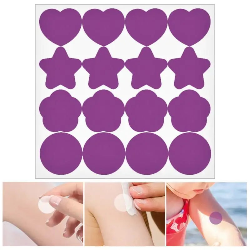 16pcs UV Stickers For Sunscreen, UV Detecting Patches Sunscreen Protector Facial Sun Block Patch Dots Sun Stickers