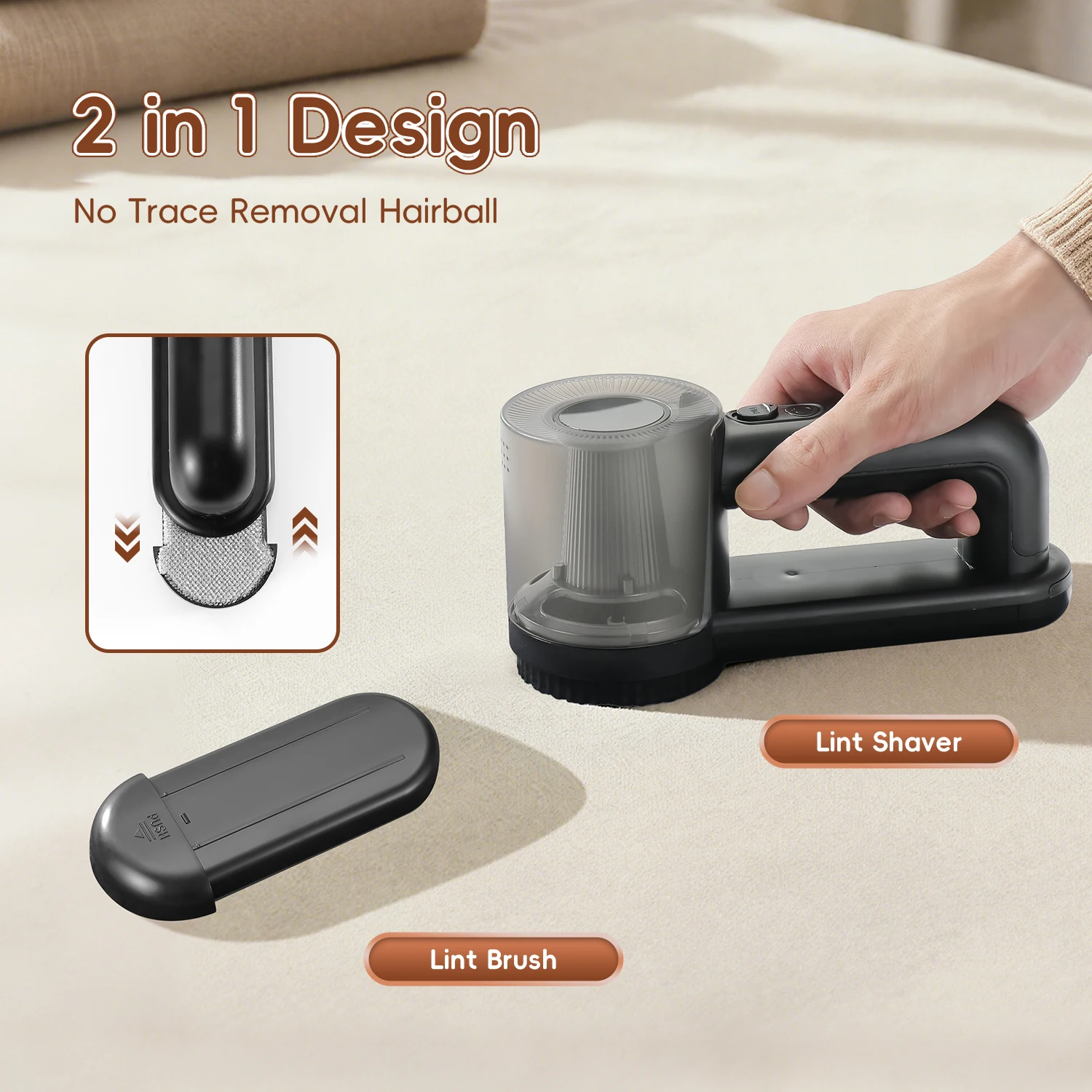 Rechargeable portable electric hairball trimmer, electric fabric hair removal device, with digital display and 3-speed adjustmen