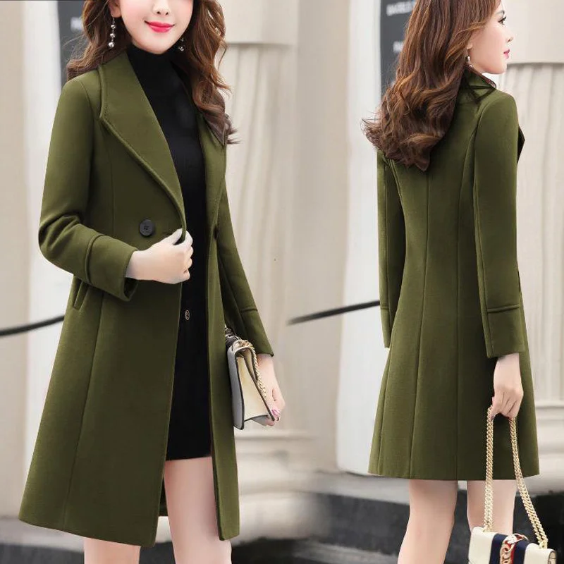 Women's New Retro Winter Long Coat Jacket Wool Coat Button Warm Casual Loose Cardigan Mid Length Wool Coat Slim Fit With Pockets