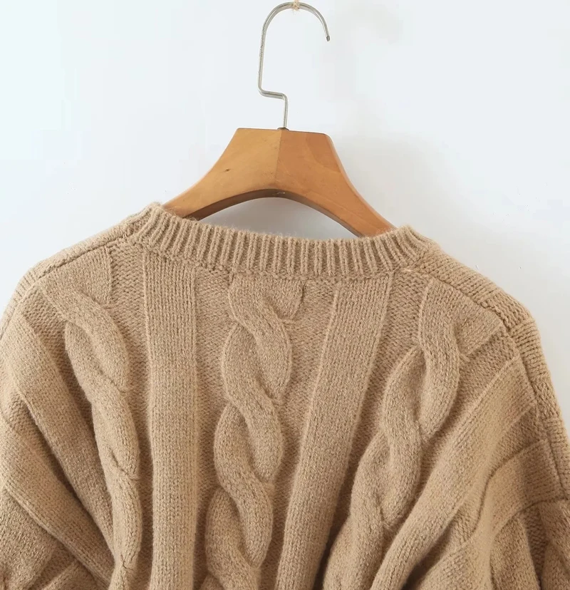 Women Super Cropped Cable Knitted Jumper