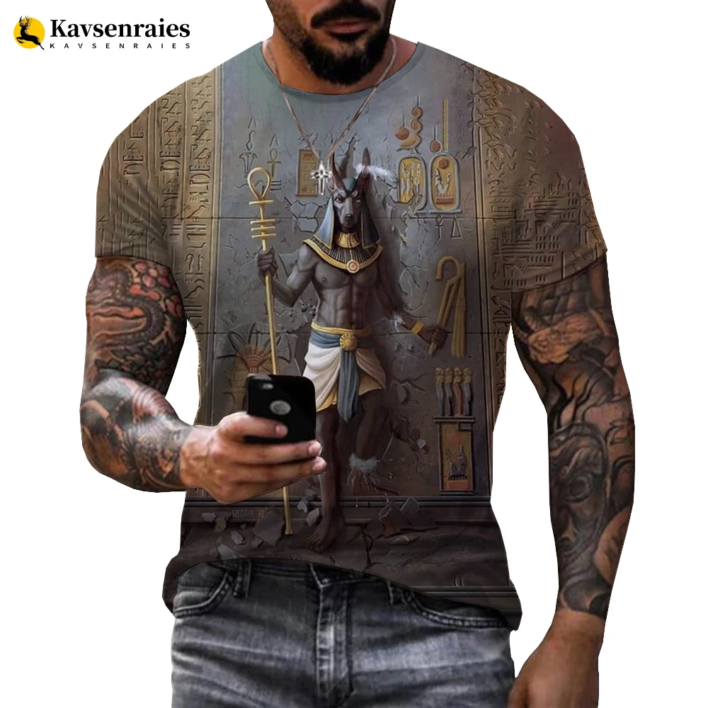 

Ancient Black Egyptian Art 3D Print T Shirt Unisex Fashion Popular Casual Short Sleeve Ancient Egypt Classical Streetwear Tops