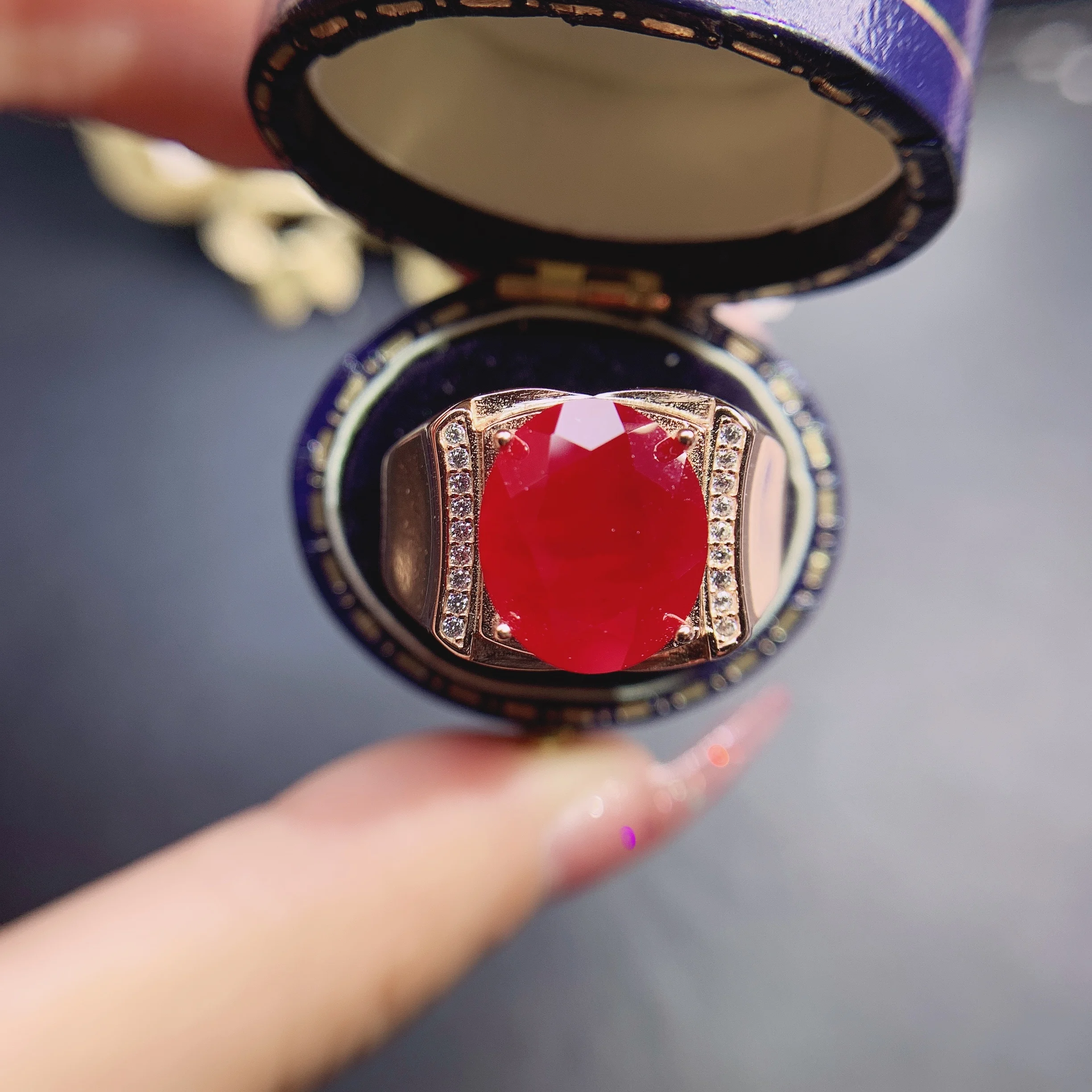 

【M&T】925 Sterling Silver Natural Ruby Ring Men's luxury Jewelry Party Gift Engagement Wedding
