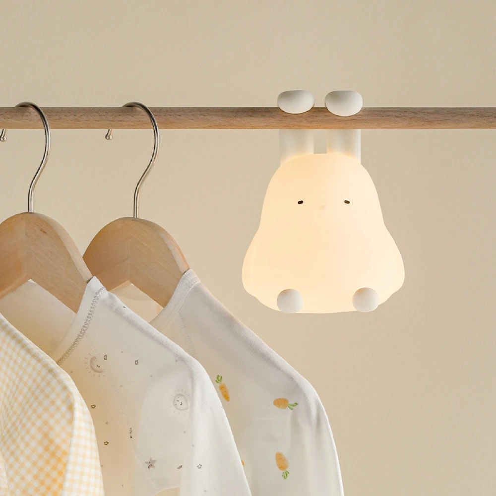 

Cartoon Folding Ear Rabbit Night Light LED Cute Silicone Animal Atmosphere Light Baby Sleep Pat Light Timing Adjustable Light