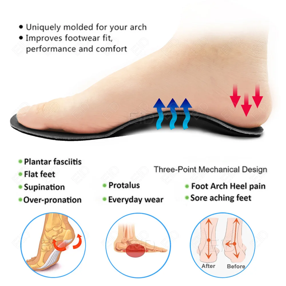 EiD Orthopedic Insoles Orthotics Flat Foot Health Sole Pad For Shoes Insert Arch Support Pad For Plantar fasciitis O/X Leg pads