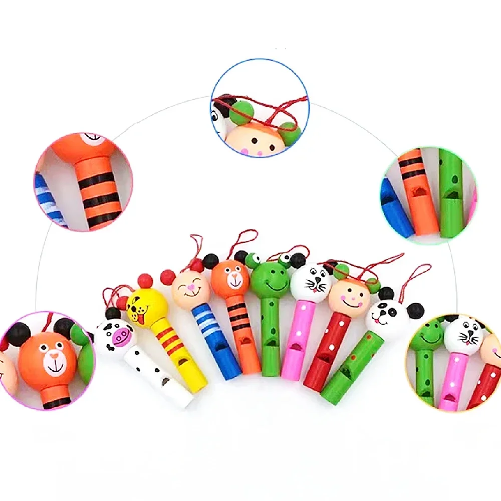 8Pcs Wooden Mini Cute Animal Whistle Toys Kids Birthday Party Baby Shower Gift Pinata Filler Boys Girls Party Goodie Bag Toys