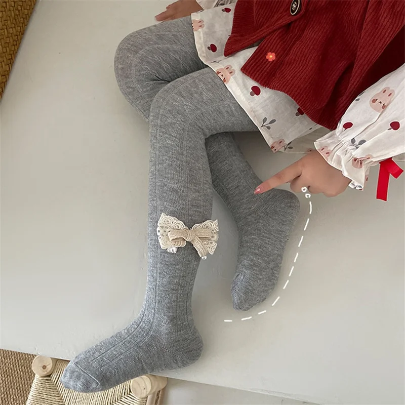 Lawadka Children's Tights For Girls Elegant Bow Baby Girls Tights Autumn Winter Soft Kids Tight Dancing Pantyhose 2-8Y Leggings