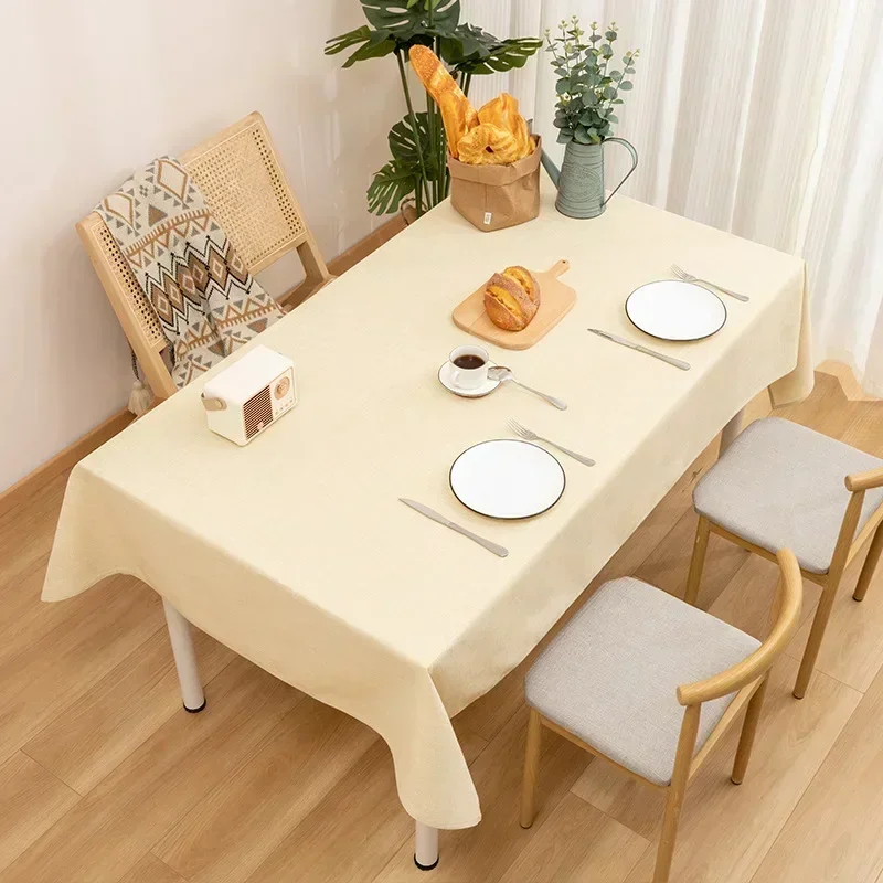

Simple solid color thickened tablecloth tea table cotton linen rectangular cloth cover skyblue