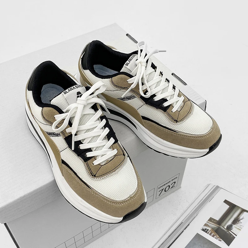 

New Men Casual Shoes 2023 Spring Fashion Letter Print Leather Canvas Patchwork Flat Skateboard Shoes Street Cool Sneakers