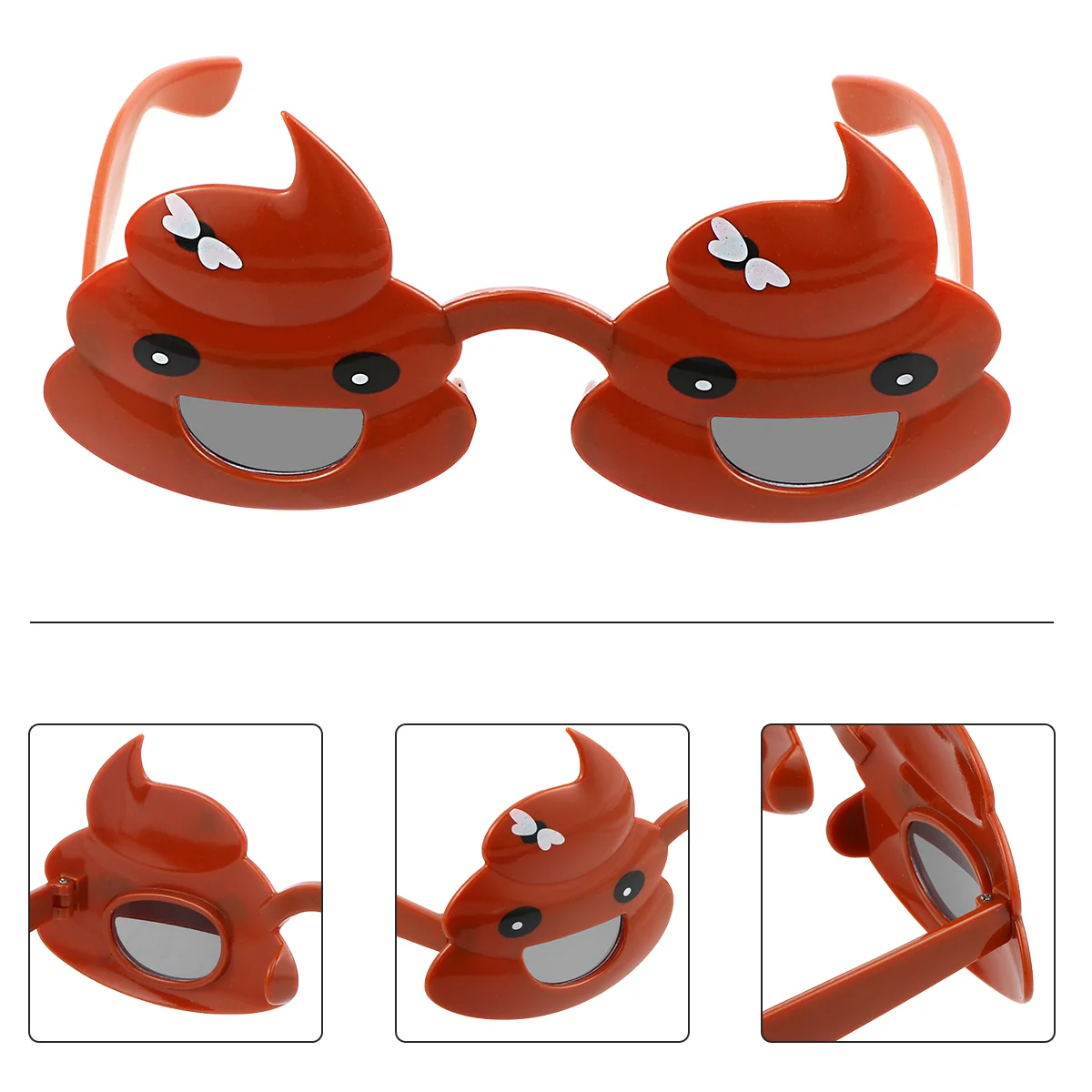 

2pcs Photo Props Glasses Poo Shaped Eyeglasses Trick Props for Parties (Brown)