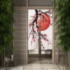 Round Geometric Simple Japanese Door Curtain Green Leaf Flower Minimalism Noren Kitchen Partition Entrance Hanging Half Curtains 4