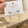 Boucles d'oreilles classiques et élégantes pour femmes, Imitation Double perle, longues pampilles en cristal, goutte d'eau, bijoux cadeaux de mariage, nouvelle collection 2023