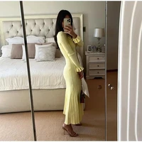 Winter Knitted Dress Women 2025 New Long Sleelve Ruffles Single Breasted Long Dresses Female Party Fashion Sweater Vestidos - Image 2