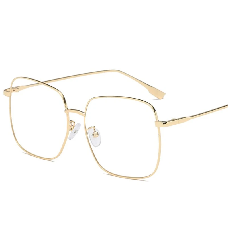 Big Frame Square Myopia Lens Women Diopter Eyeglasses Metal Pink Frame Nearsighted Glasses Prescription 0 -0.5 -0.75 To -4.0 4
