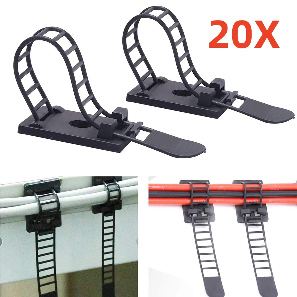 Adjustable Cable Organizer Wire Power Cord Car Cable Tie Self Adhesive Fixed Holder Mouse Keyboard Cord Management 5/10/20 PCS cable organizer
