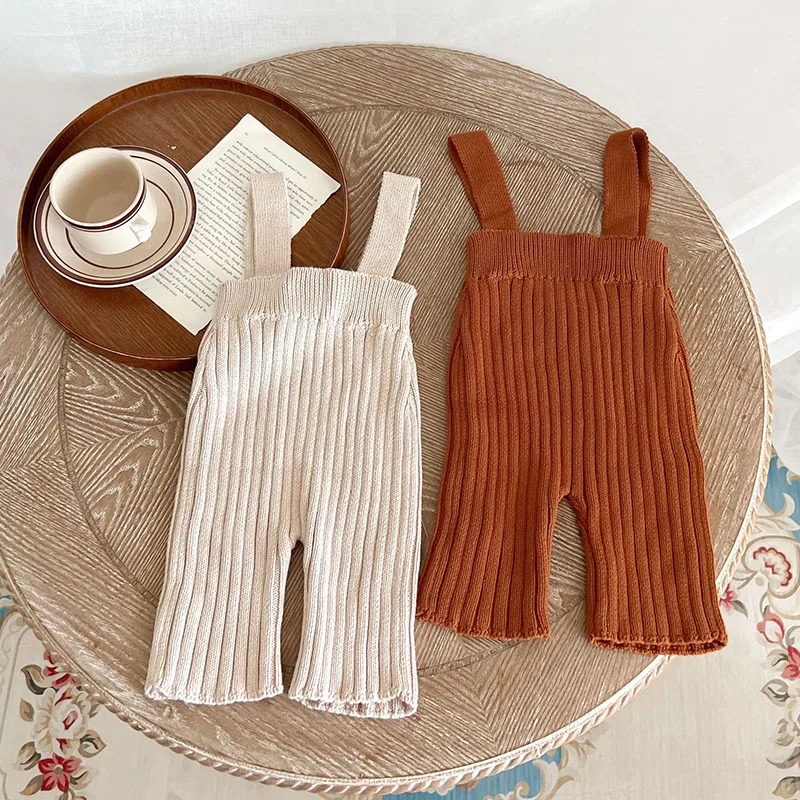 Knitted Baby Pants High Waist Solid Color Versatile