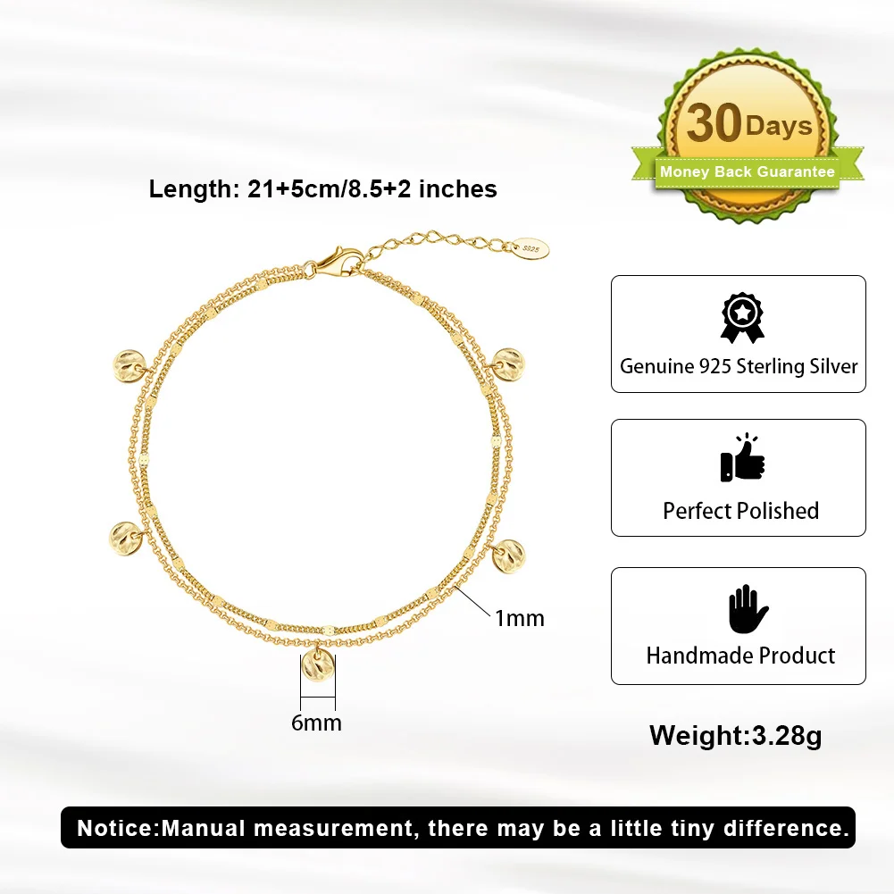 925 Sterling Silver 14K Gold Ankle Chain for Women Party Fashion Ankle Bracelet Foot Chain Jewelry SA64 anklet bracelets,silver anklets,ankle chain