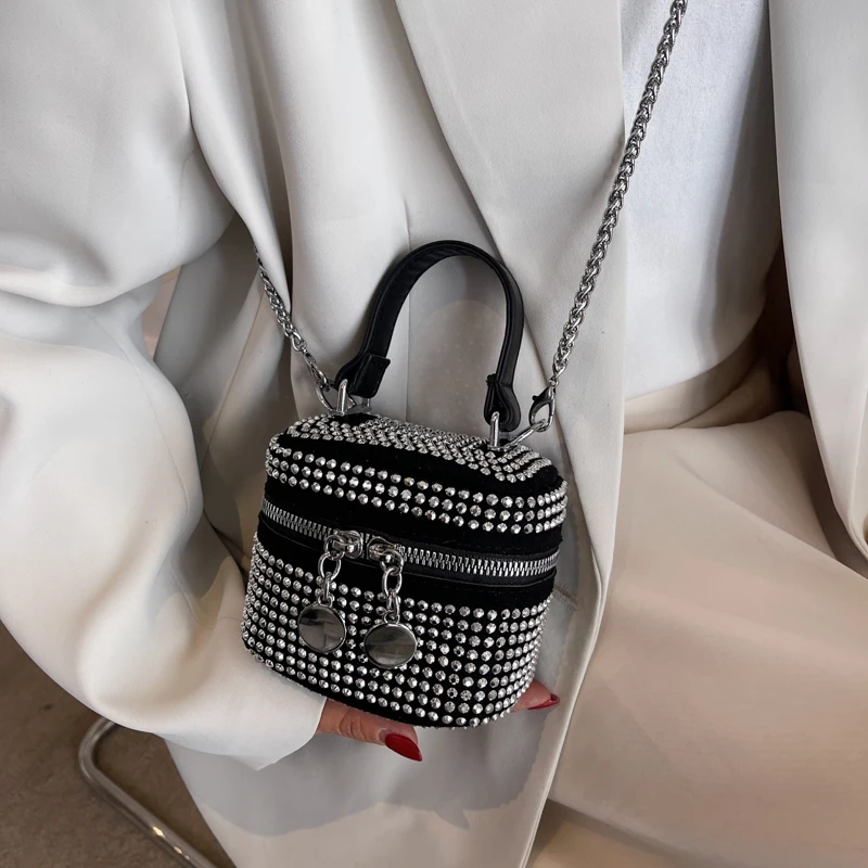 Fashion Rhinestone Lipstick Bags for Women Luxury Chain Shoulder Bag New  Purses and Handbags Designer Crossbody Bag Cute Satchel
