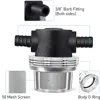 Water Pump Strainer 3/8 Inch Hose Barb In-Line Strainer Twist-on Pipe Sprayer Filter for Water Pump 12V DC 80PSI Camper 3