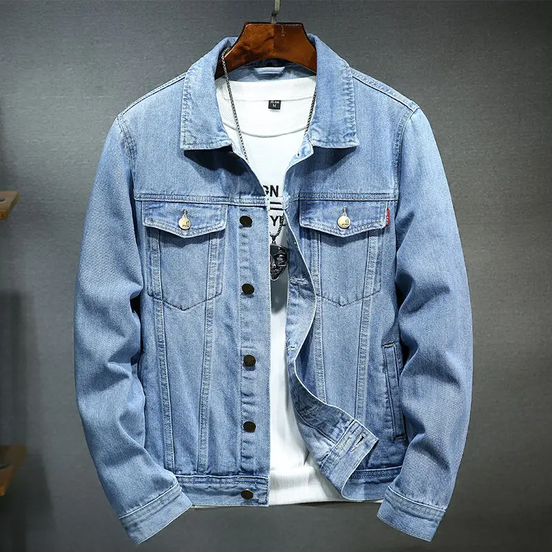 

New Denim Jacket Men Vintage Jeans Coats Streetwear Fashion Jean Jacket Men Turn Down Collar Denim Outerwear Cowboy Jacket E274