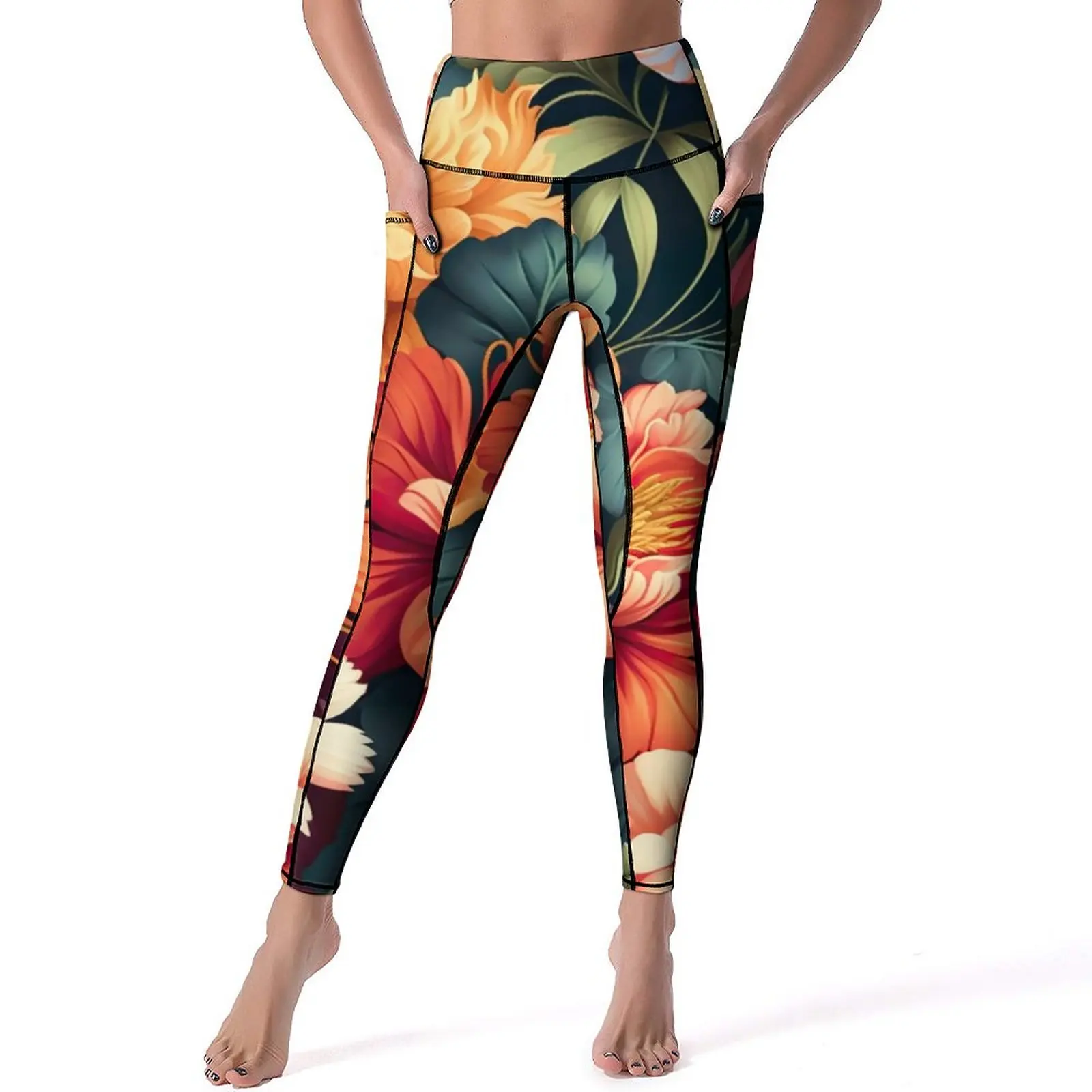 

Floral Print Leggings Sexy Vibrant Flower High Waist Yoga Pants Cute Stretch Leggins Female Pattern Gym Sports Tights