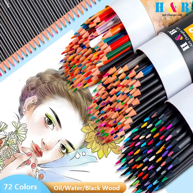 

72 Colors Pencil Painting Set with Pretty Barrel Oil/Water-base Wooden Children's Drawing Creation Pens Student Artist Supplies