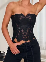 Sexy Lace-Up Backless Bandeau Top with Irregular Cutout Detail and Off-Shoulder Design for Trendy Street Style - Image 5