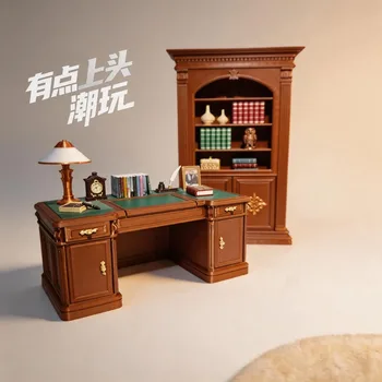 Set di Sedie da Ufficio in Stile Americano Vintage in Miniatura 1/12, Kit Modello Decorativo Realistico per Casa/Ufficio, Oggetto da Collezione