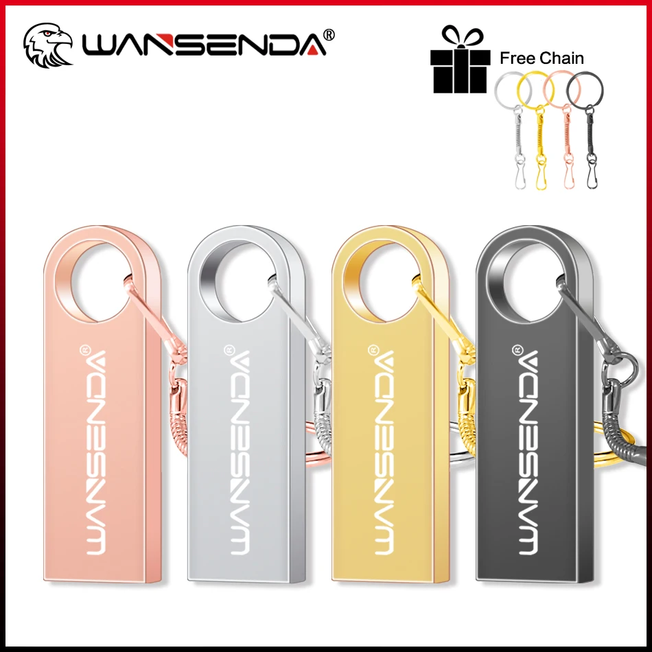 

WANSENDA Waterproof USB Flash Drive Pen Drive 8GB 16GB 32GB 64GB 128GB Pendrive Metal U Disk Memoria Cle USB Memory Stick