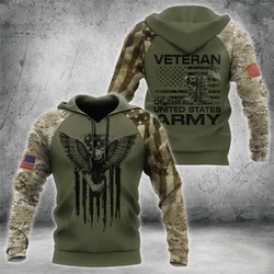 3D US Veteran Army Print Hoodies For Men Sodier Military Camouflage Clothing Kid Fashion Streetwear Cool Pullovers Harajuku Tops
