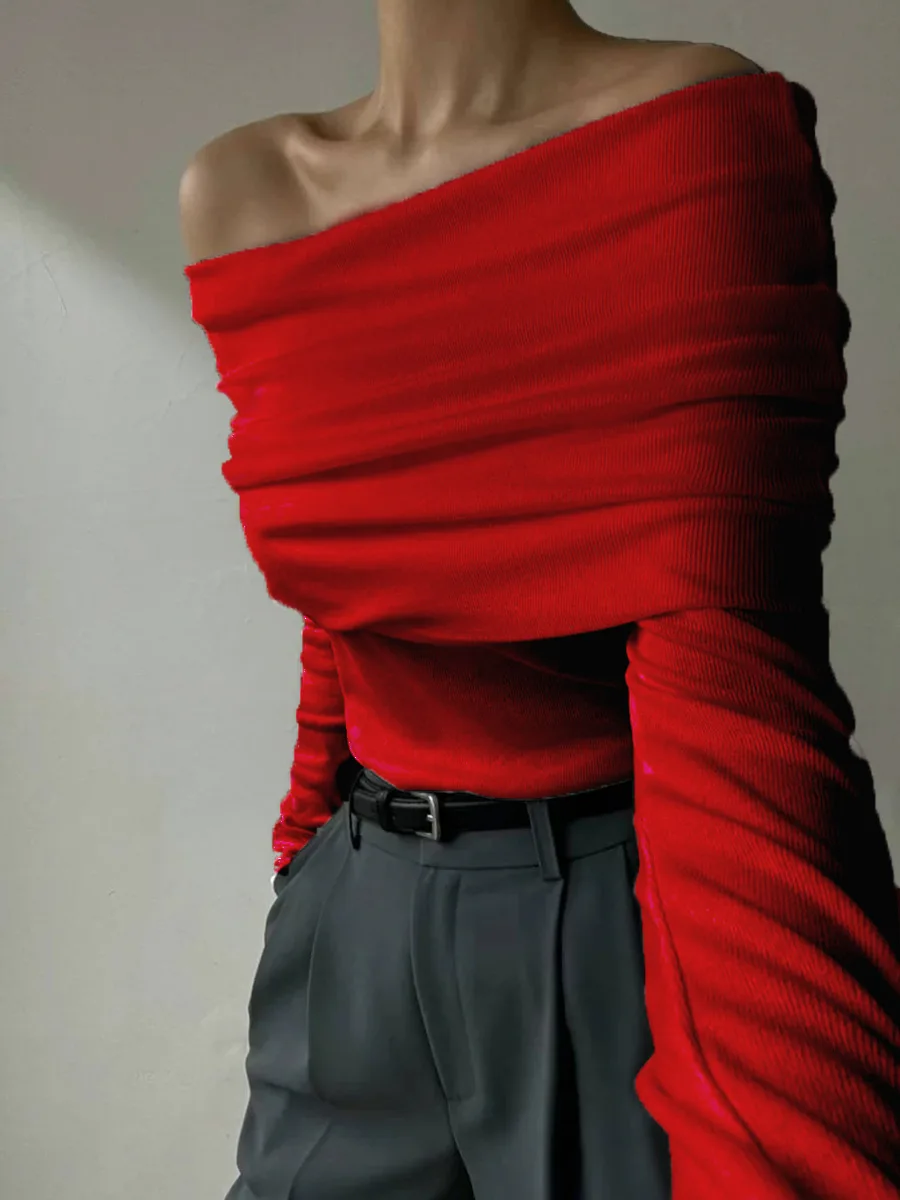Sweater Knit Pullover Backless Women Slim Bandeau Solid Cropped Top Streetwear Off-Shoulder Elegant Autumn Knitwear Top